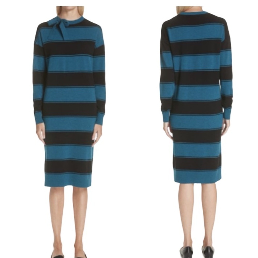 Marc Jacobs Tie Neck Stripe Wool Sweater Dress